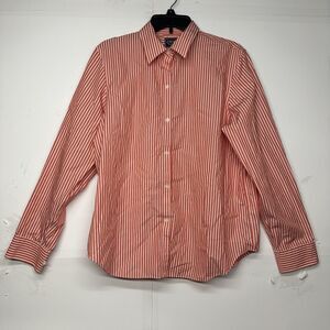 Chaps Men’s XL Classic Fit Red White Stripe Button Down Dress Shirt Long Sleeve